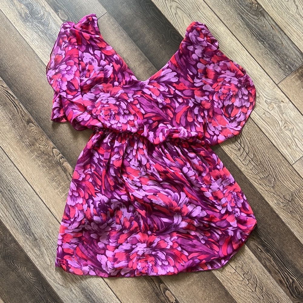 Purple Print Flowy Dress - Picture 2 of 4